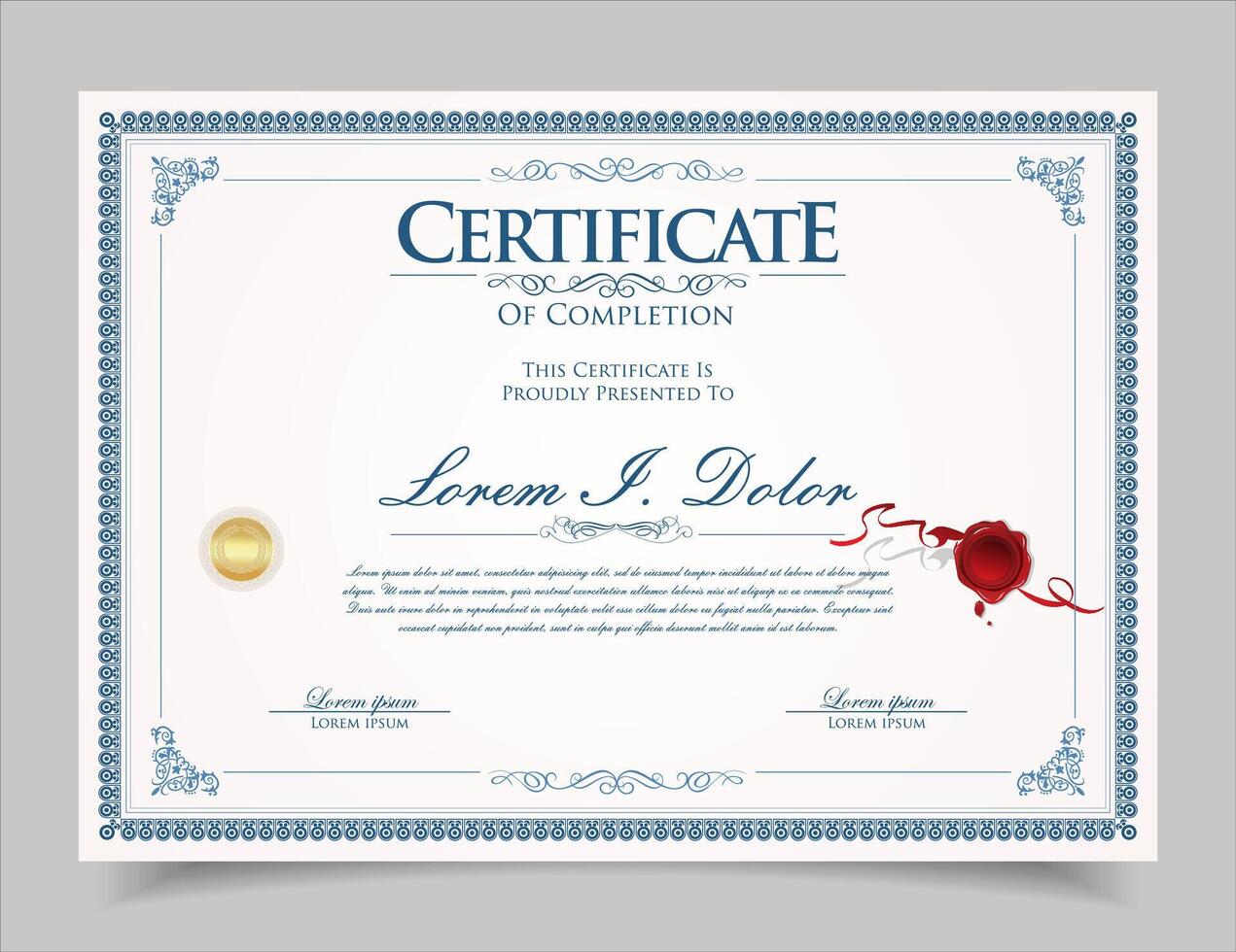 Certificate template diploma achievement certificate or diploma design vector