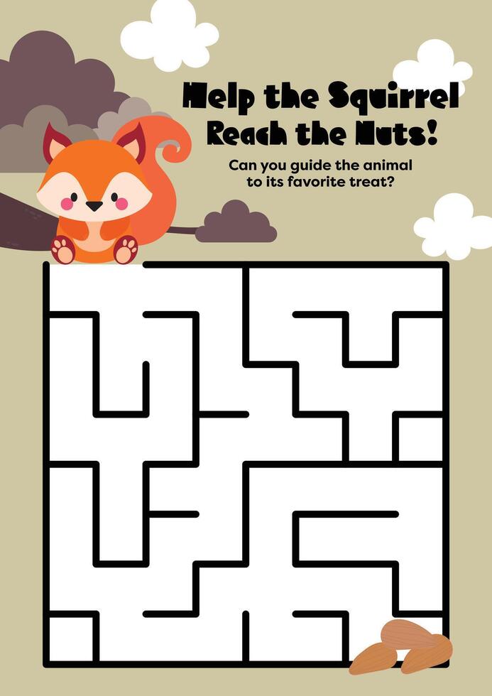 Fun kawaii maze tracing worksheet for kids to connect animals with their food as part of early education vector