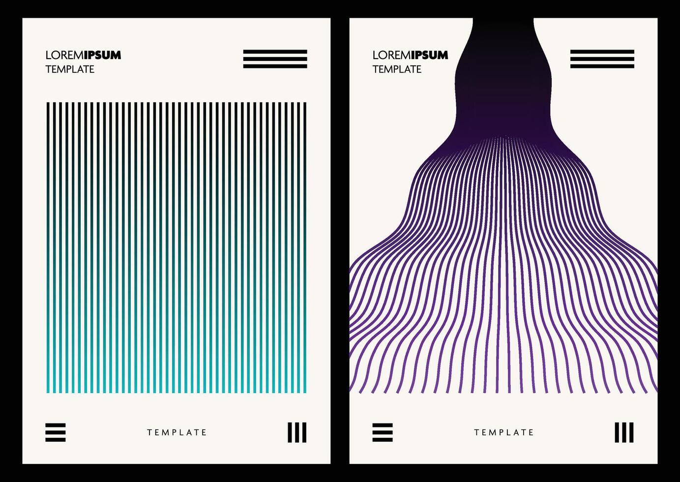 Set of abstract wallpapers with gradient colors and black contrast using repeated lines to create bold visuals for modern design projects vector