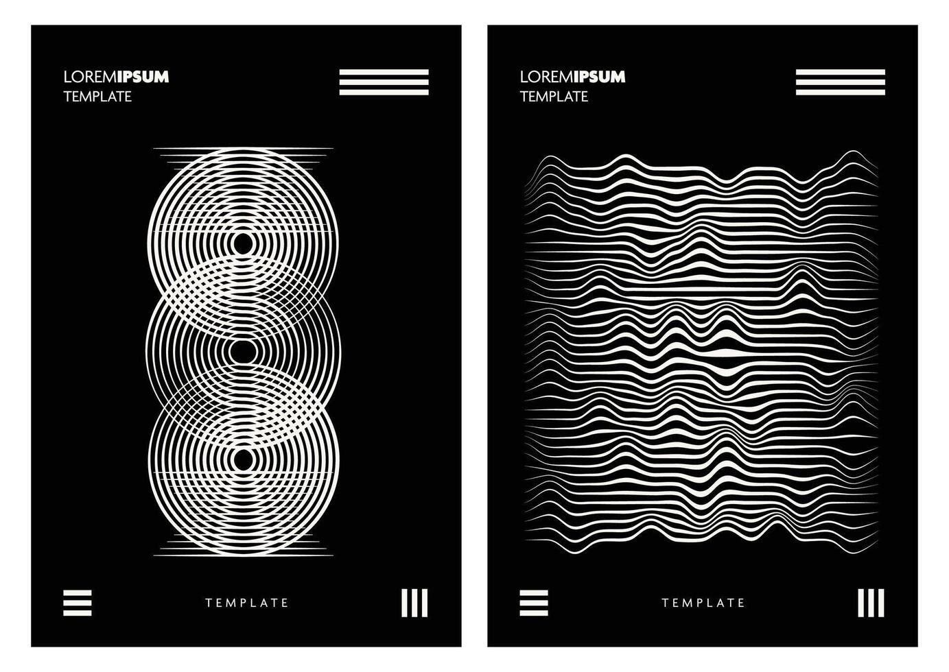 Abstract graphic wallpaper set with repeated line patterns in monochrome shades ideal for modern backgrounds textures and design elements vector