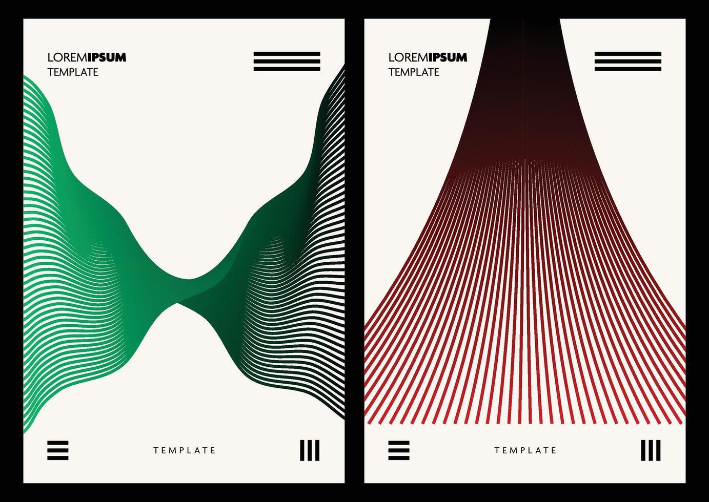 Abstract graphic wallpaper set with vivid gradient colors and black contrast featuring bold repeated line patterns for stylish modern design vector