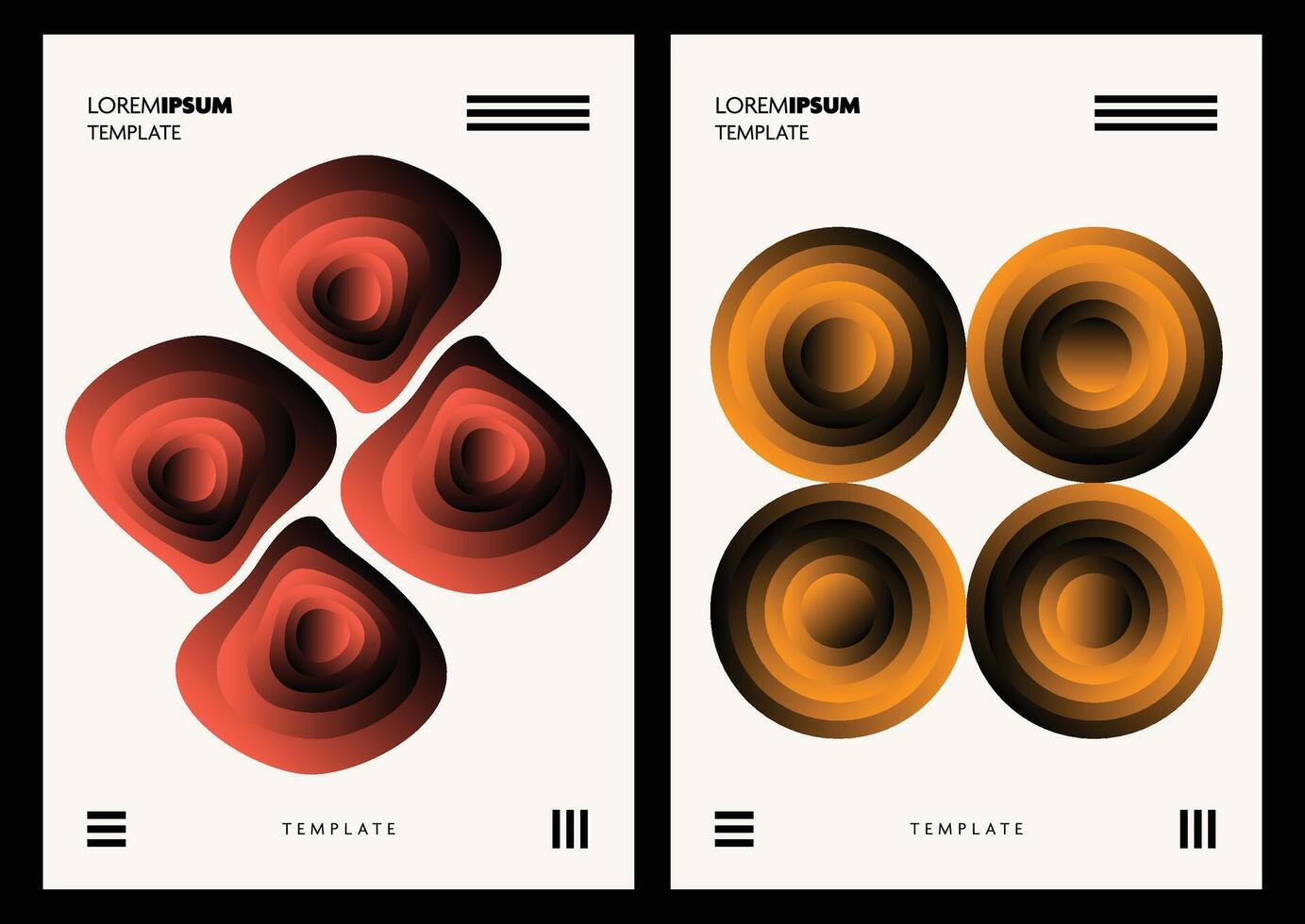 Vivid gradient and black contrast abstract wallpaper set with repeated lines perfect for creating bold and modern design visuals vector