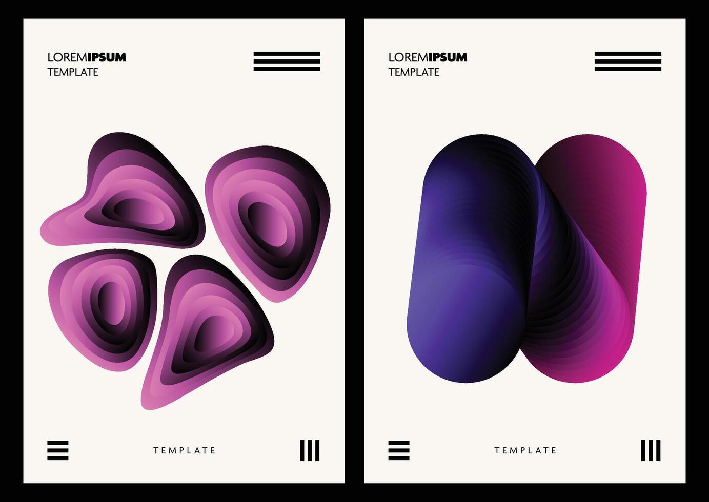 Modern abstract wallpaper set featuring vivid gradients with black contrast and repeated line patterns for striking design elements vector
