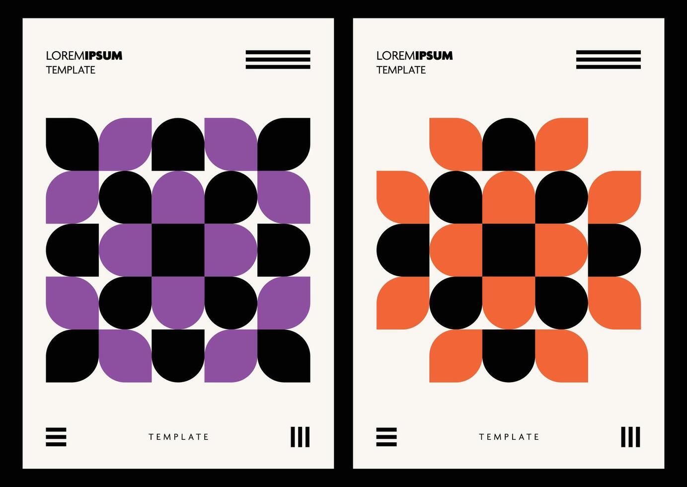 A set of abstract posters and wallpapers featuring vivid color shapes with bold black contrast, creating dynamic and modern visual compositions for design. vector
