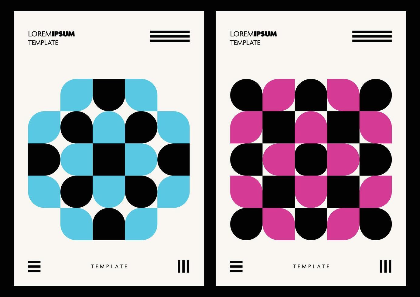 A set of abstract posters and wallpapers featuring vivid color shapes with bold black contrast, creating dynamic and modern visual compositions for design vector