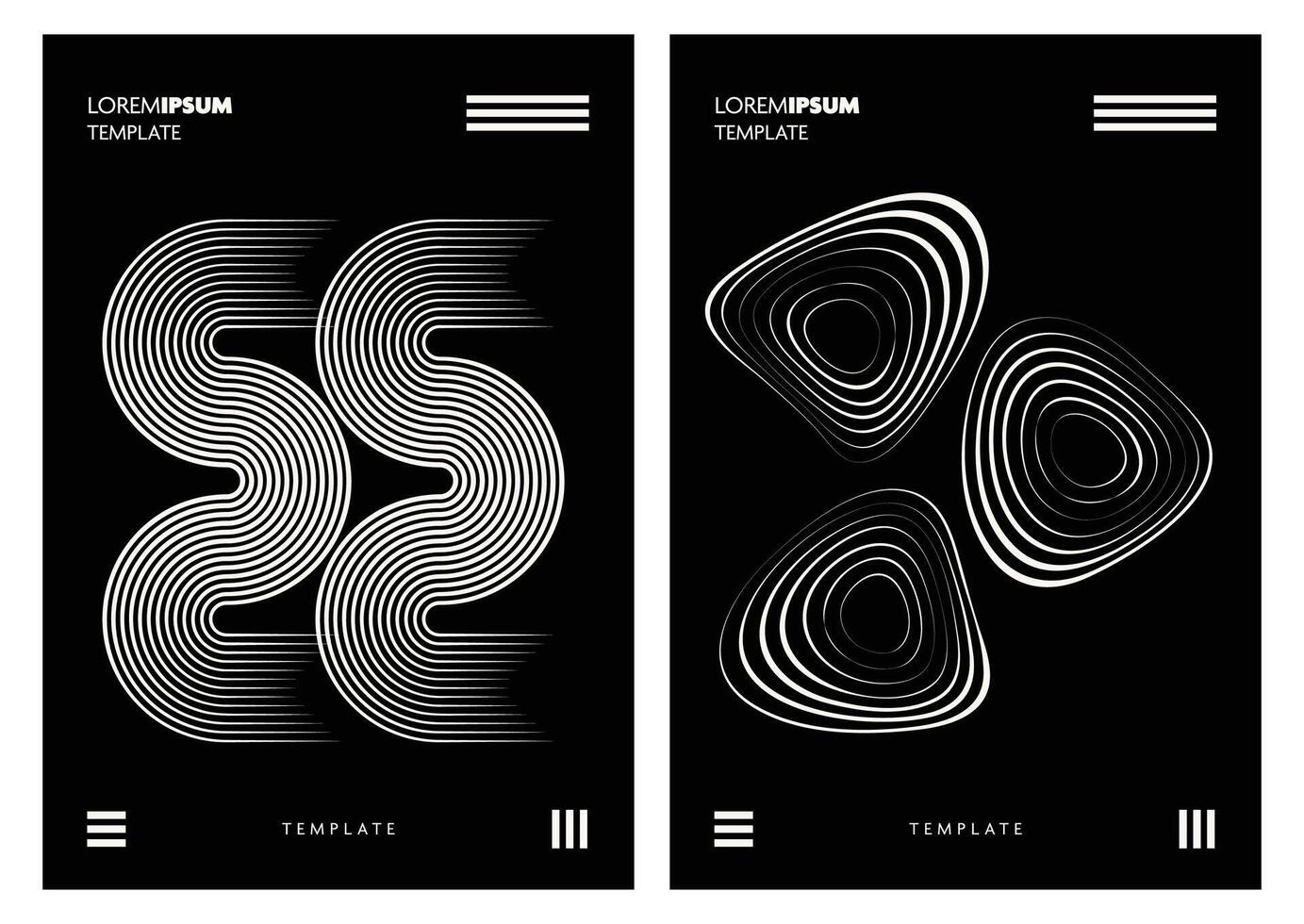 Set of monochrome abstract graphic wallpapers featuring repeated lines ideal for design elements backgrounds and modern textures vector