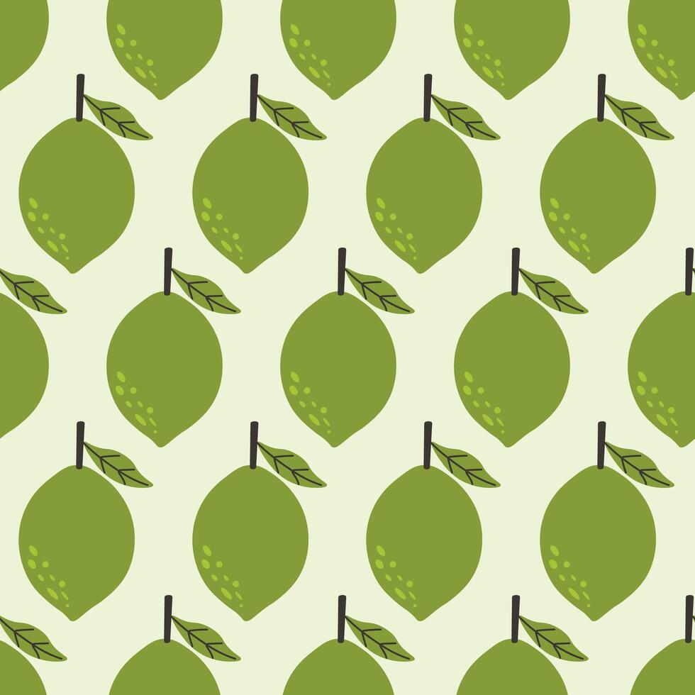 Seamless pattern featuring lime on green background. Perfect for summer designs, food packaging, fabric, or kitchen-themed prints vector