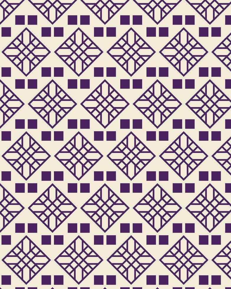 Geometric line ornament pattern design with purple and cream color combination. vector