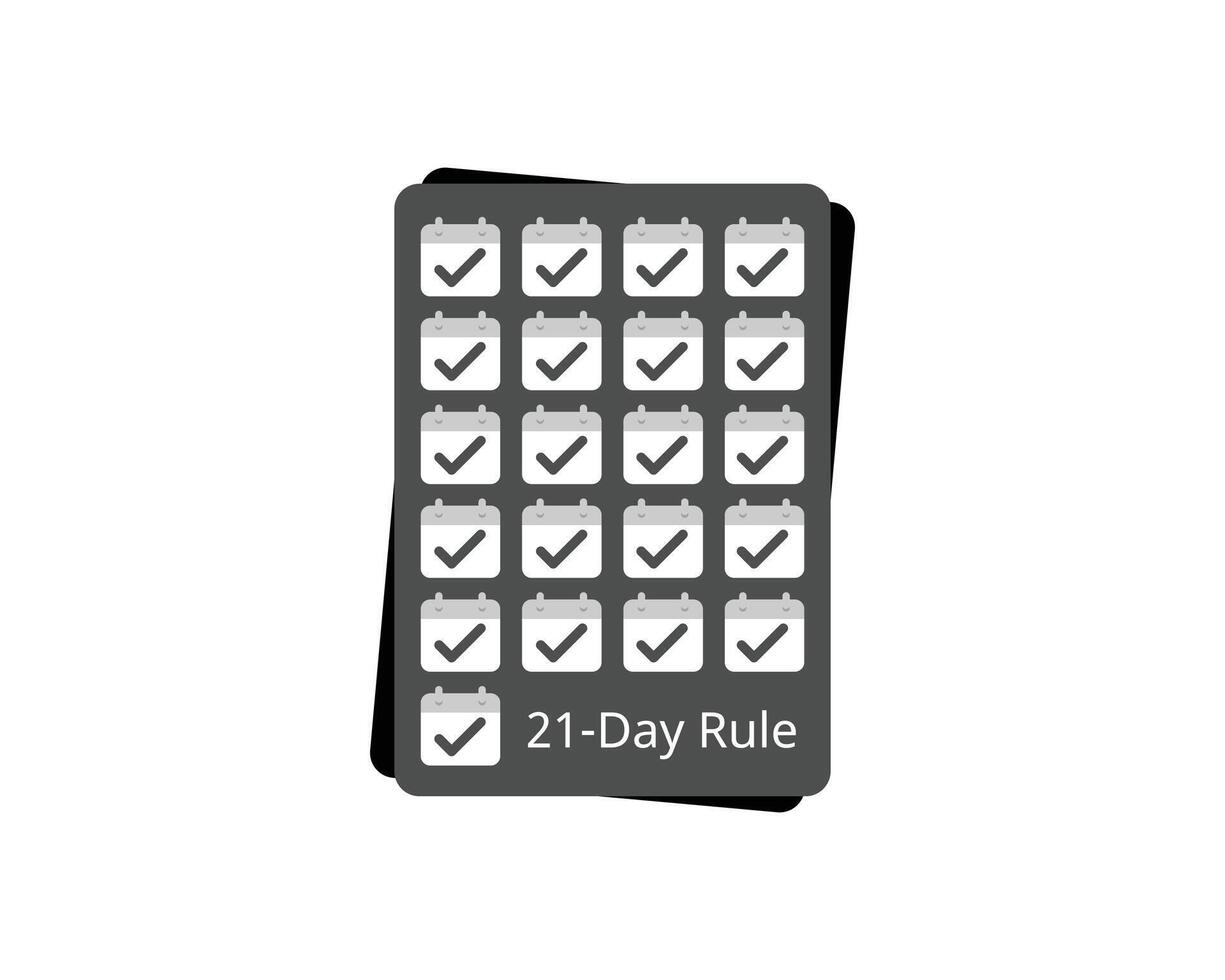 21-Day Rule for habit formation calendar vector