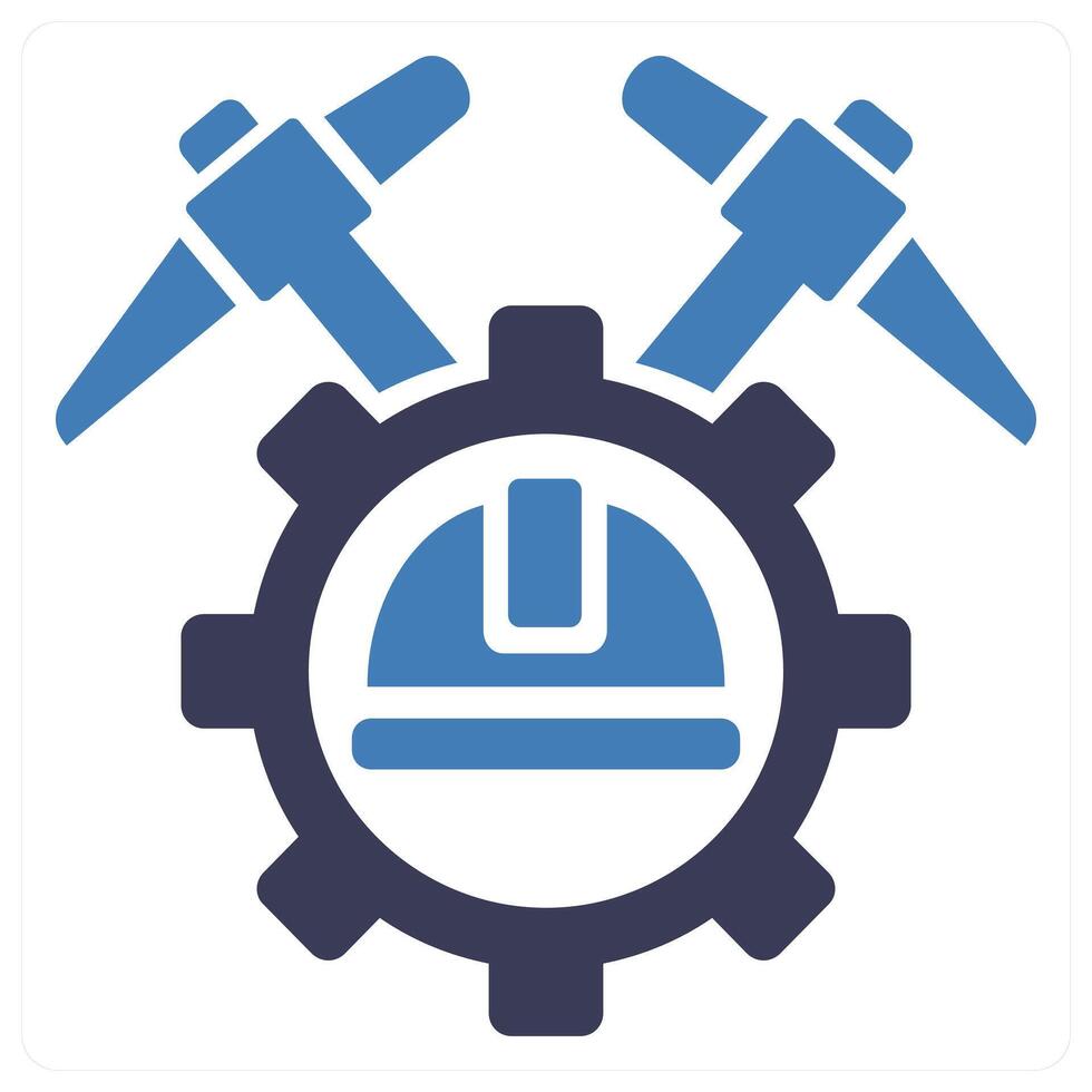 Bitcoin Mining icon concept in blue color vector