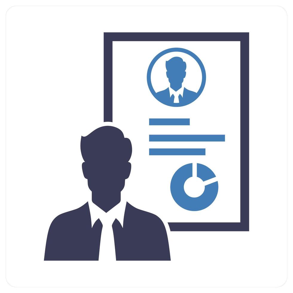 Business Profile icon concept in blue color vector