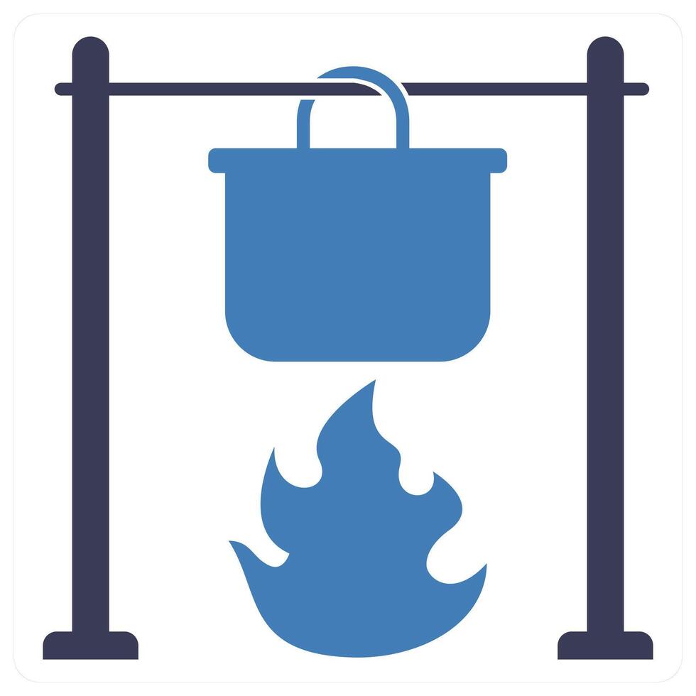 Camp Cooking icon concept in blue color vector