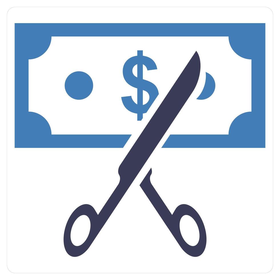 Cost Cutting icon concept in blue color vector