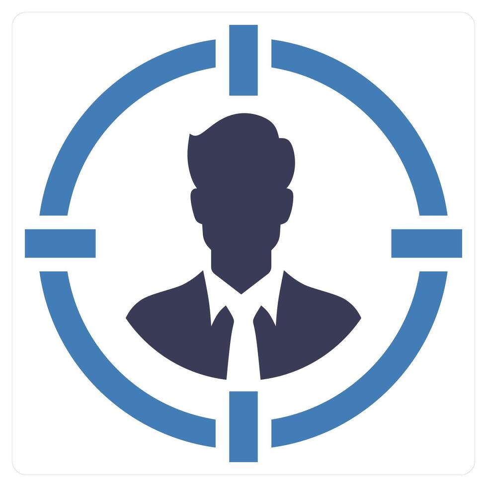 Customer Focus icon concept in blue color vector