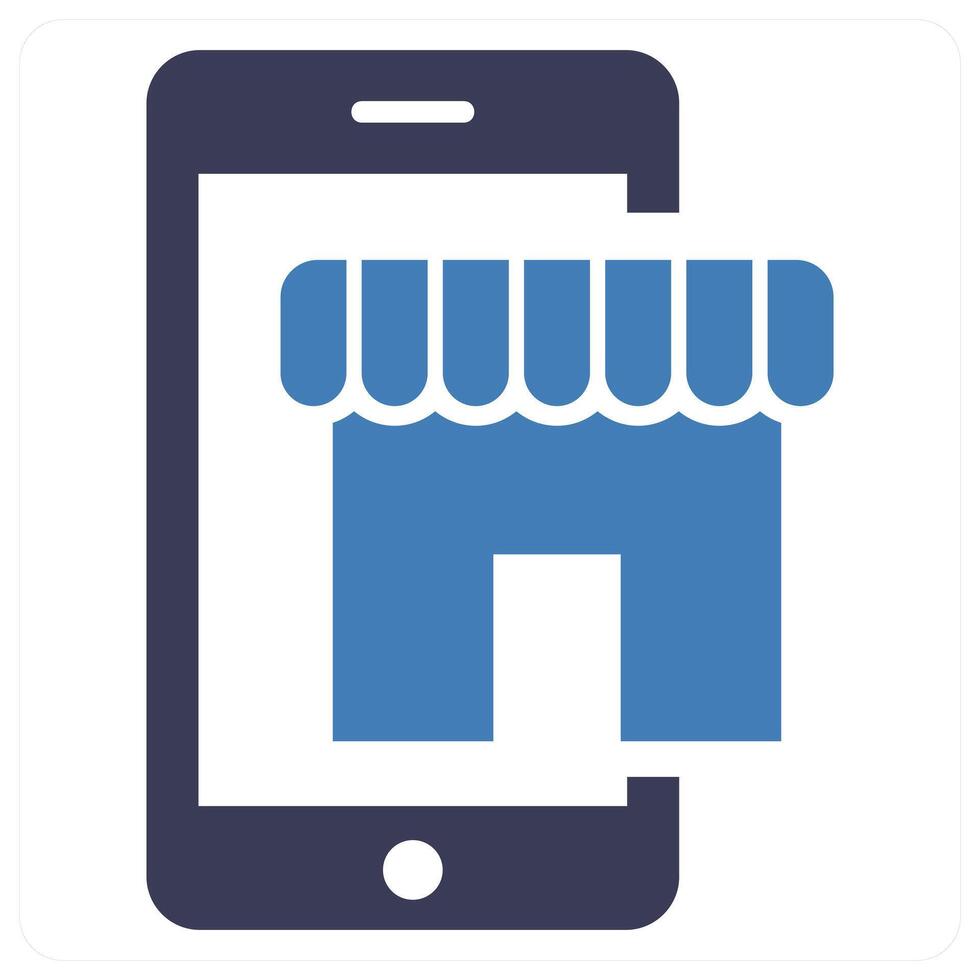 E Shopping icon concept in blue color vector