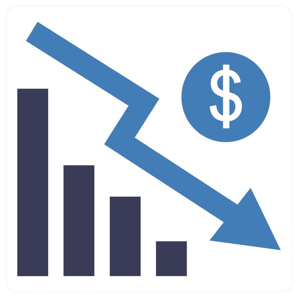 Falling Economy icon concept in blue color vector