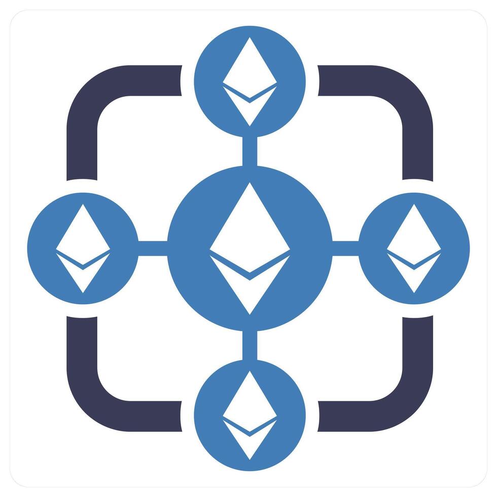 Ethereum Block Chain icon concept in blue color vector