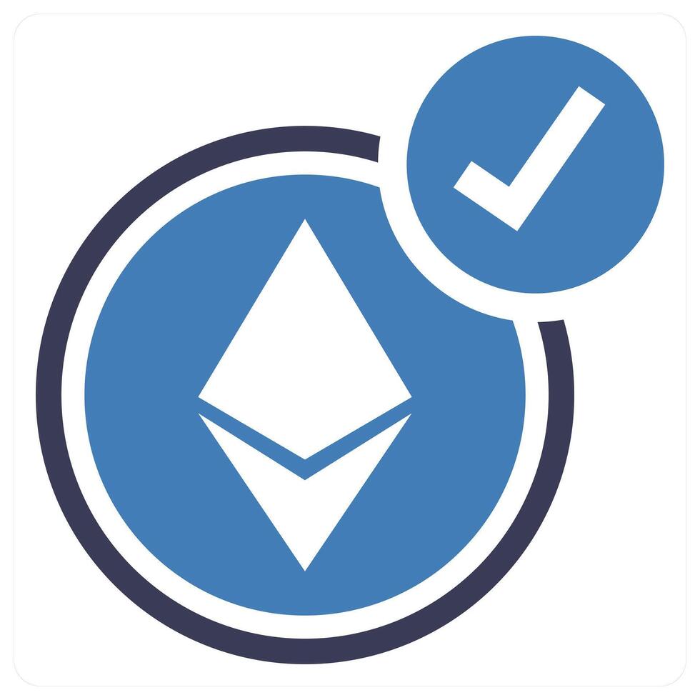 Ethereum Accepted Here icon concept in blue color vector