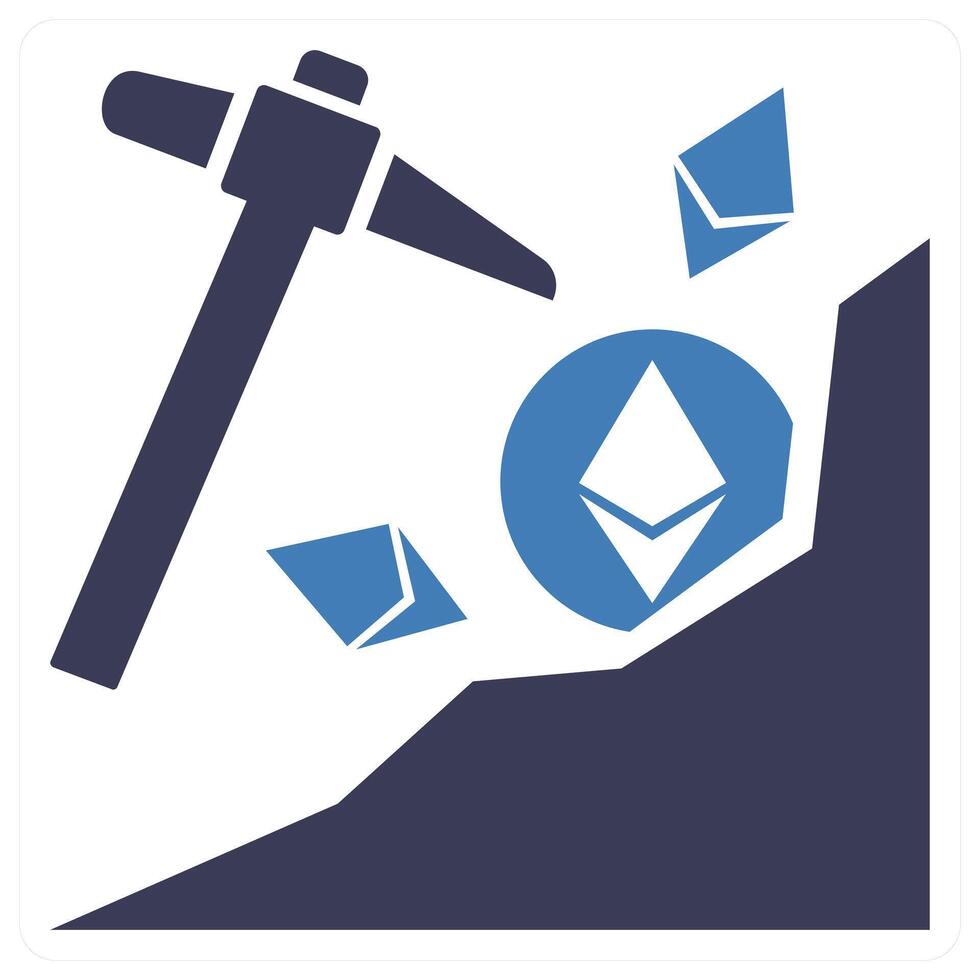 Ethereum Mining icon concept in blue color vector