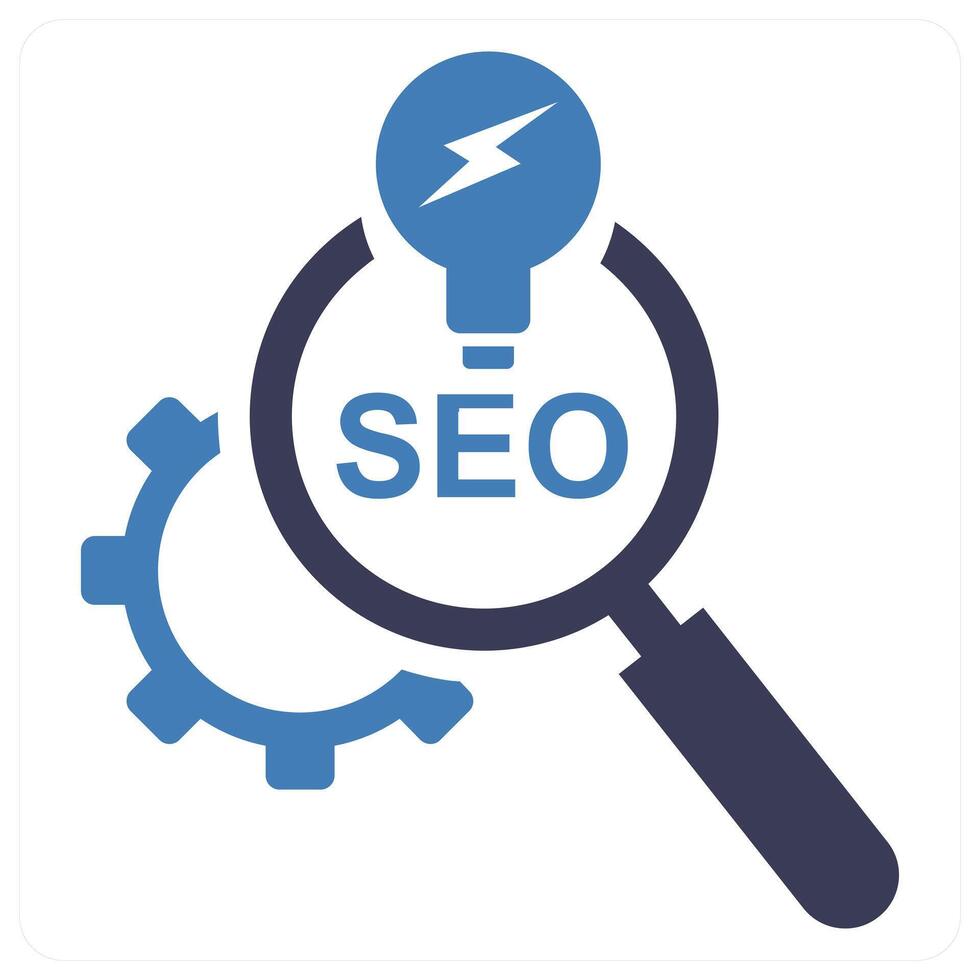 Find SEO Solution icon concept in blue color vector