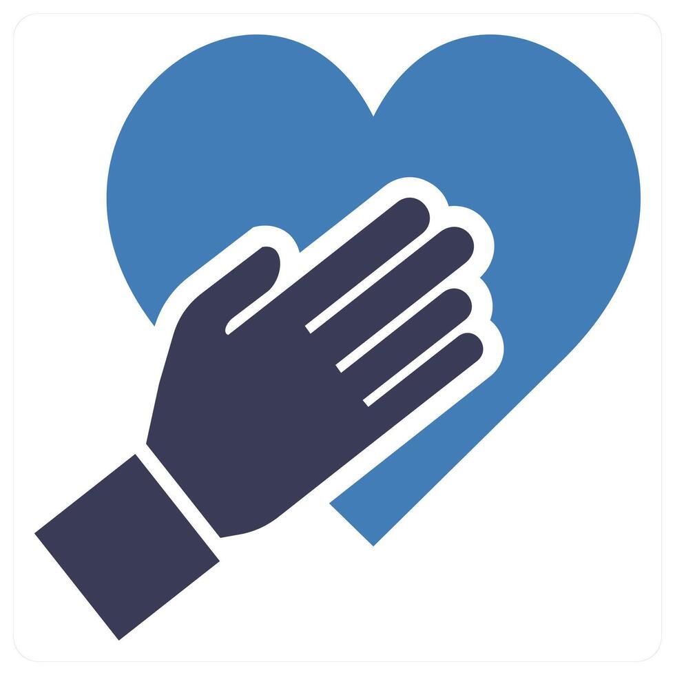 Heart Touching icon concept in blue color vector