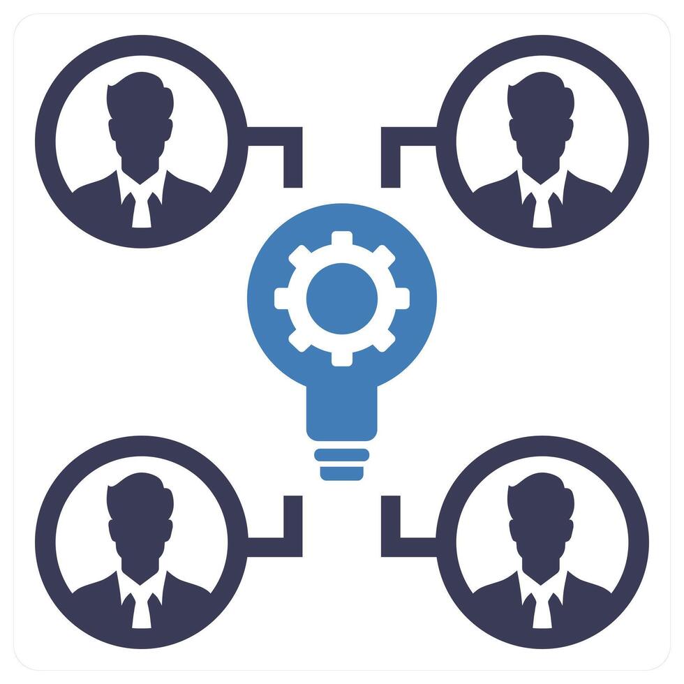 Idea Collaboration icon concept in blue color vector