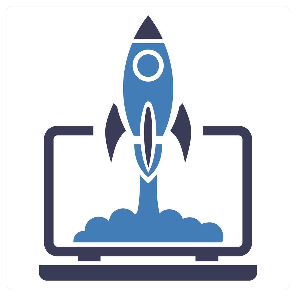 Launch ans startup icon concept in blue color vector