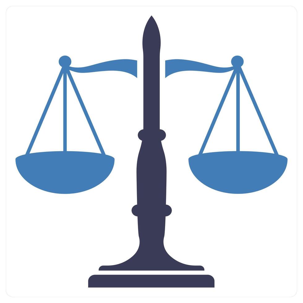Justice icon concept in blue color vector