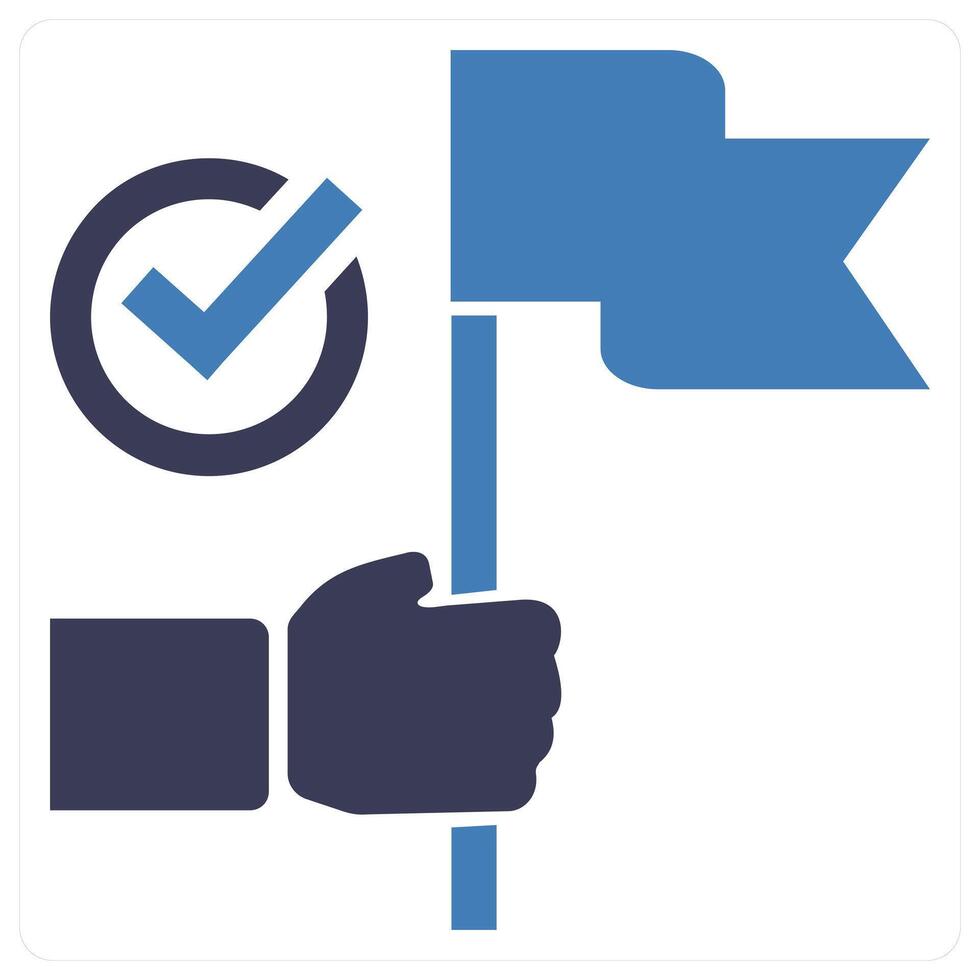 Mission Accomplished icon concept in blue color vector