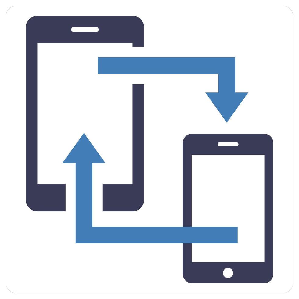 Mobile Data Exchange icon concept in blue color vector