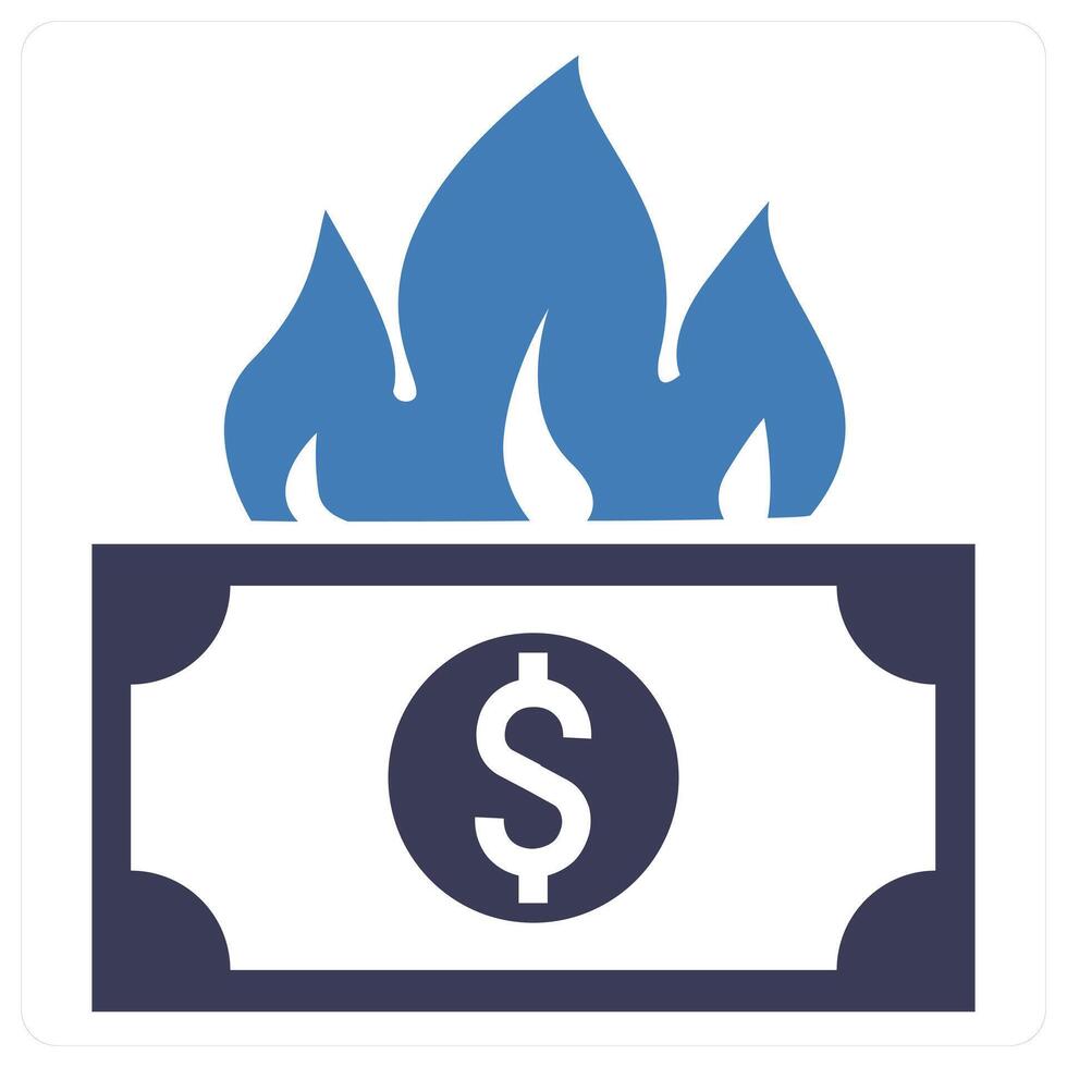 Money Burning icon concept in blue color vector