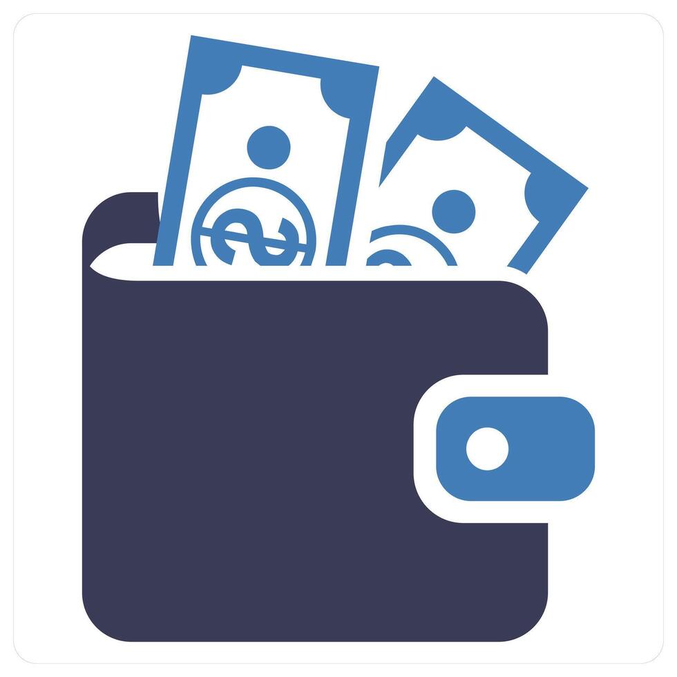 Money in Wallet icon concept in blue color vector