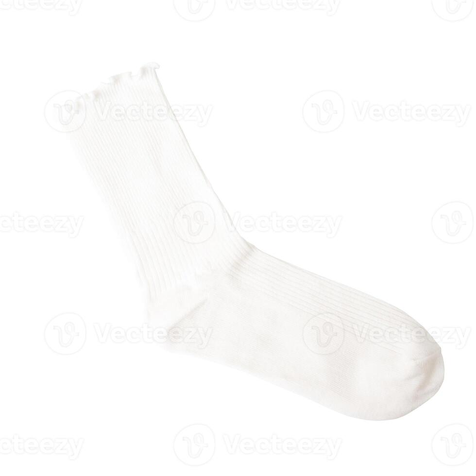 White cotton sock on white background photo
