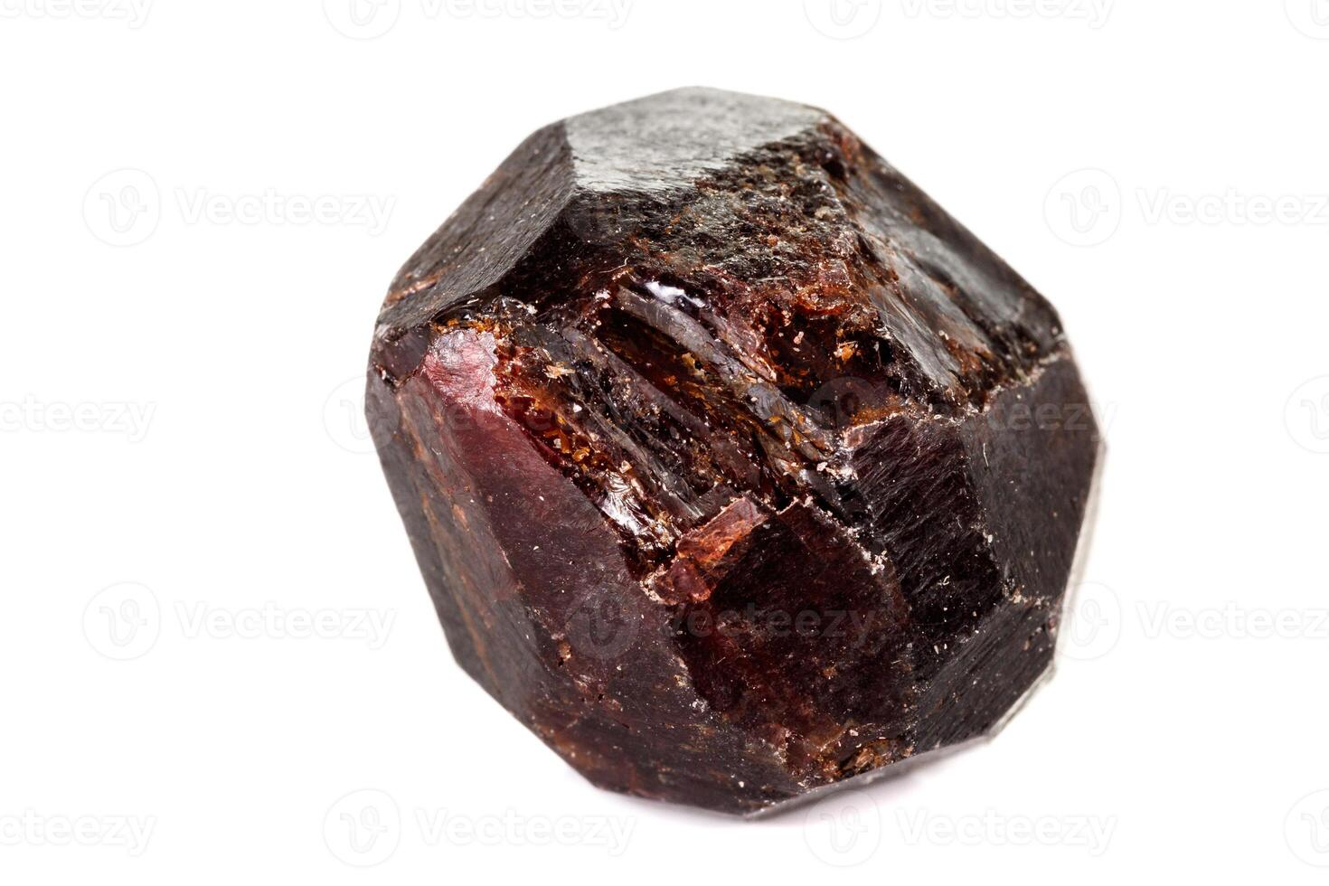 macro mineral, stone Garnet, on a white background photo