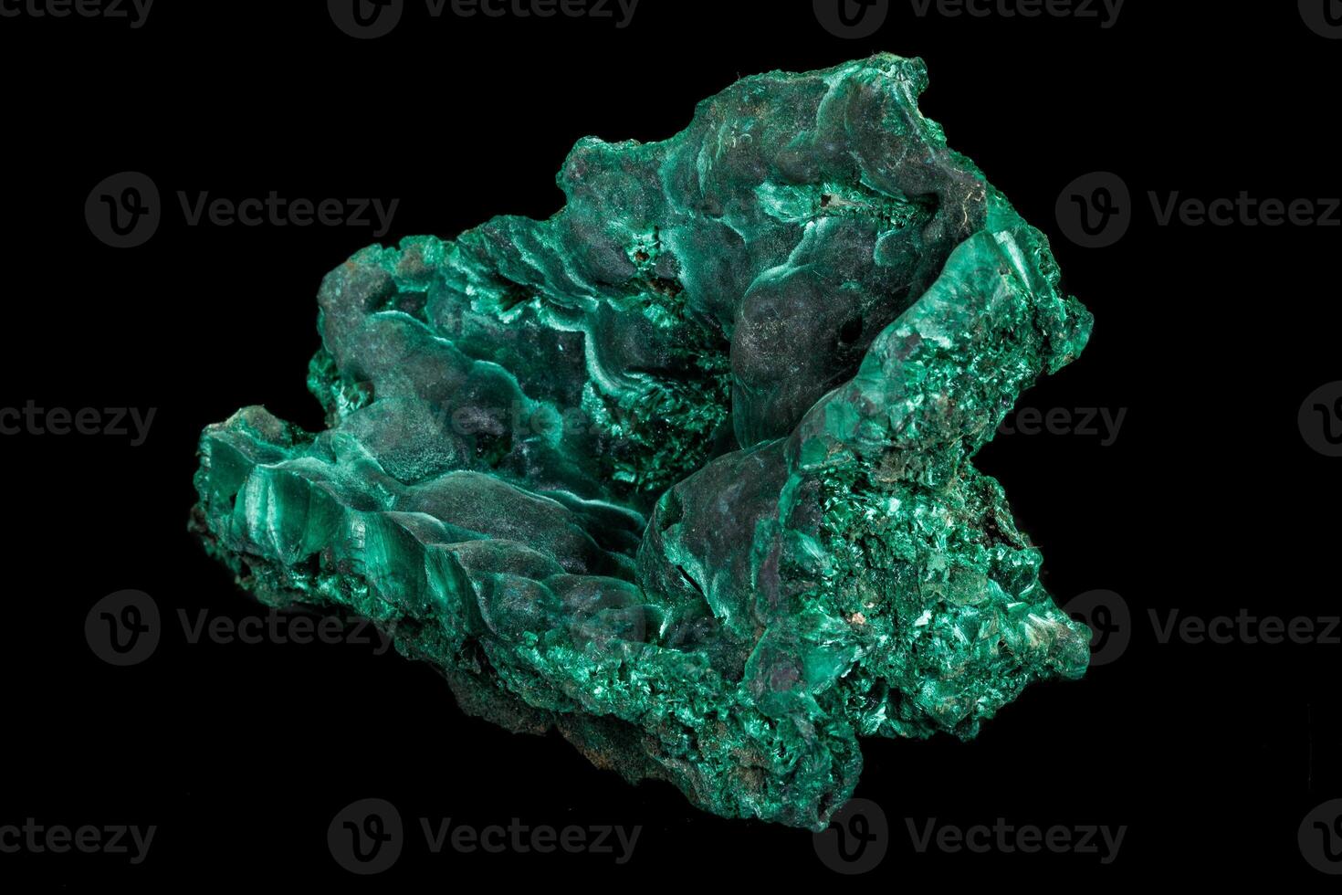 Macro of a mineral stone, Malachite on a black background photo
