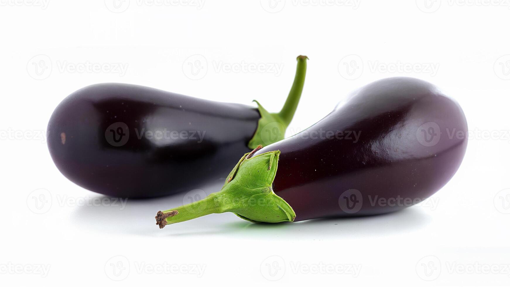 Two Fresh violet Eggplants Isolated On White Background photo