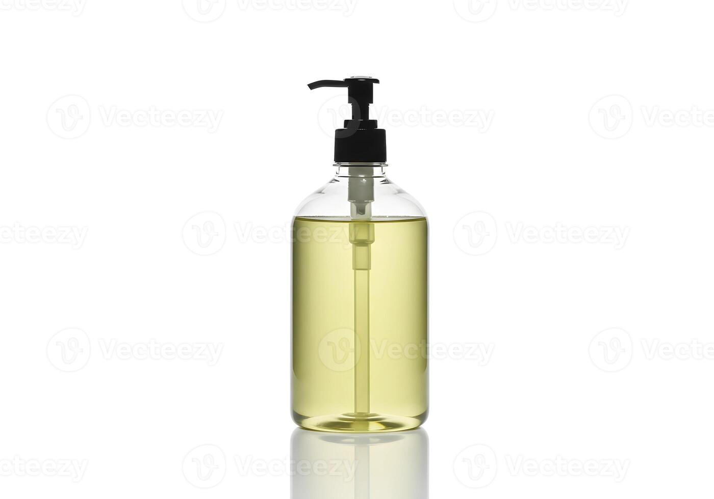 Mockup on Transparent Bottle of Liquid Soap with Pump 2 photo