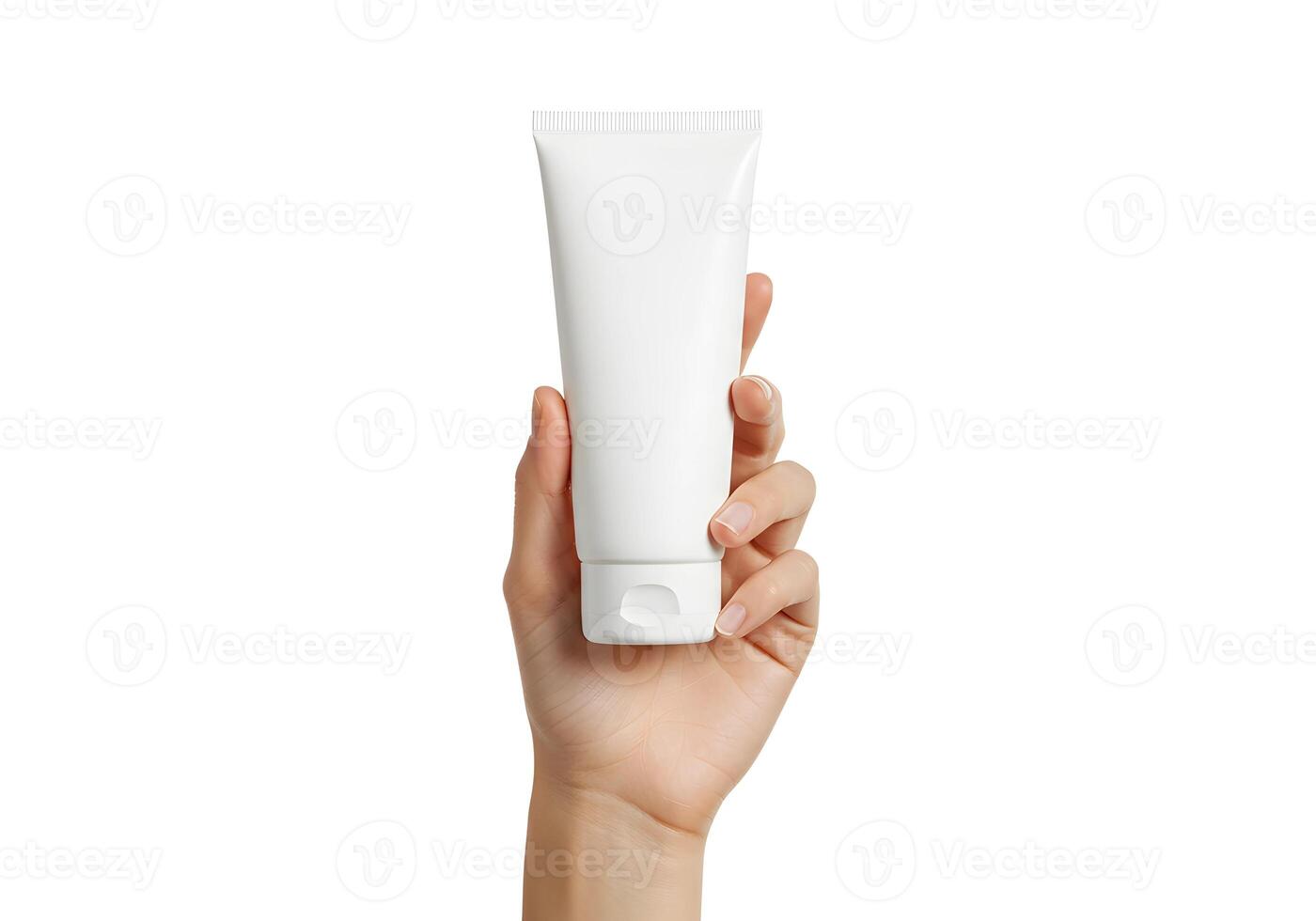 Hand Holding Blank Tube of Cream for Design Mockup 2 photo