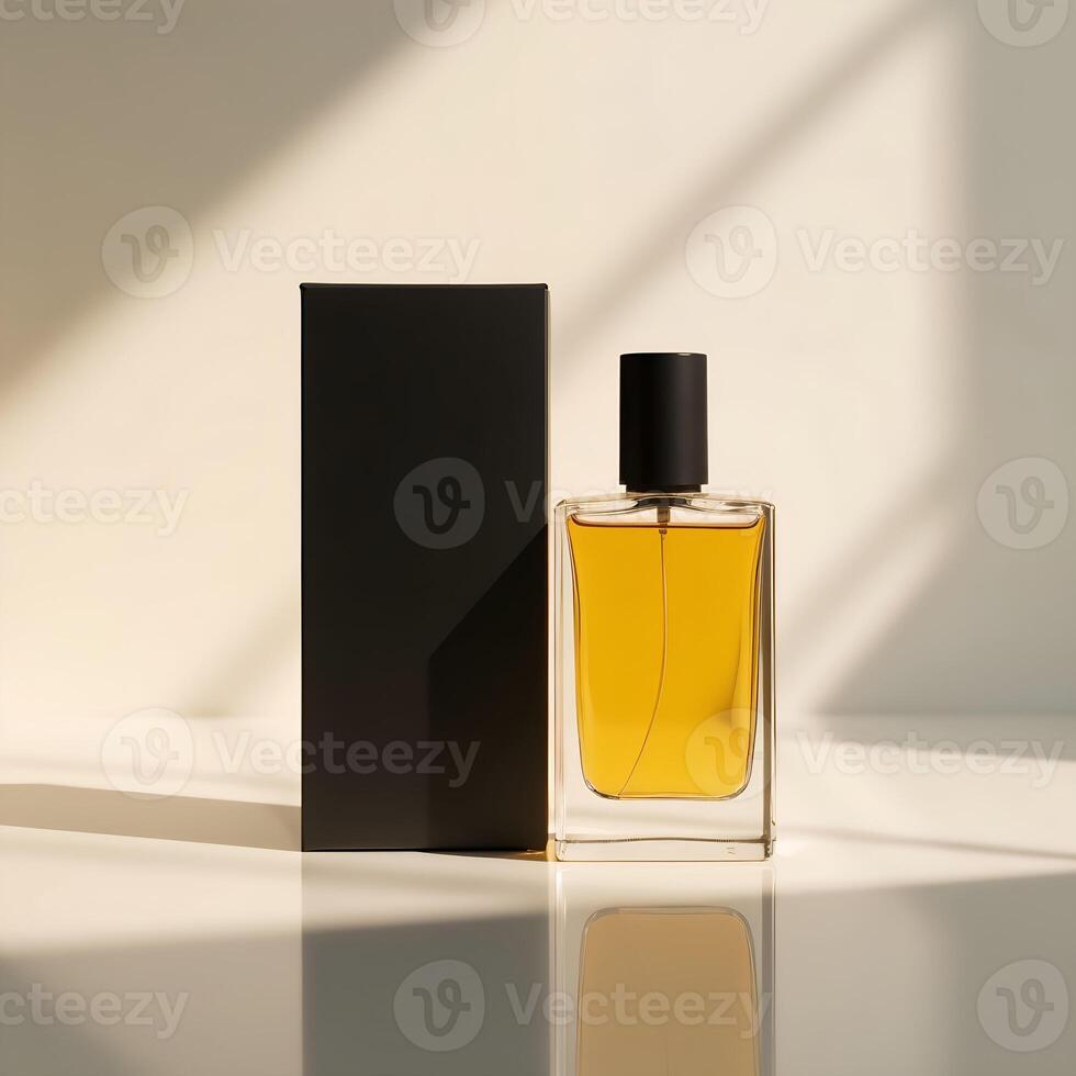 Mockup on Glass Perfume Bottle with Matching Box 2 photo