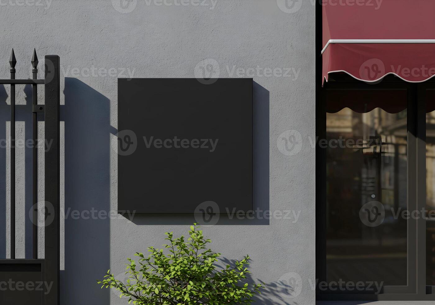 Black Signboard with Modern Architecture for Mockup 1 photo