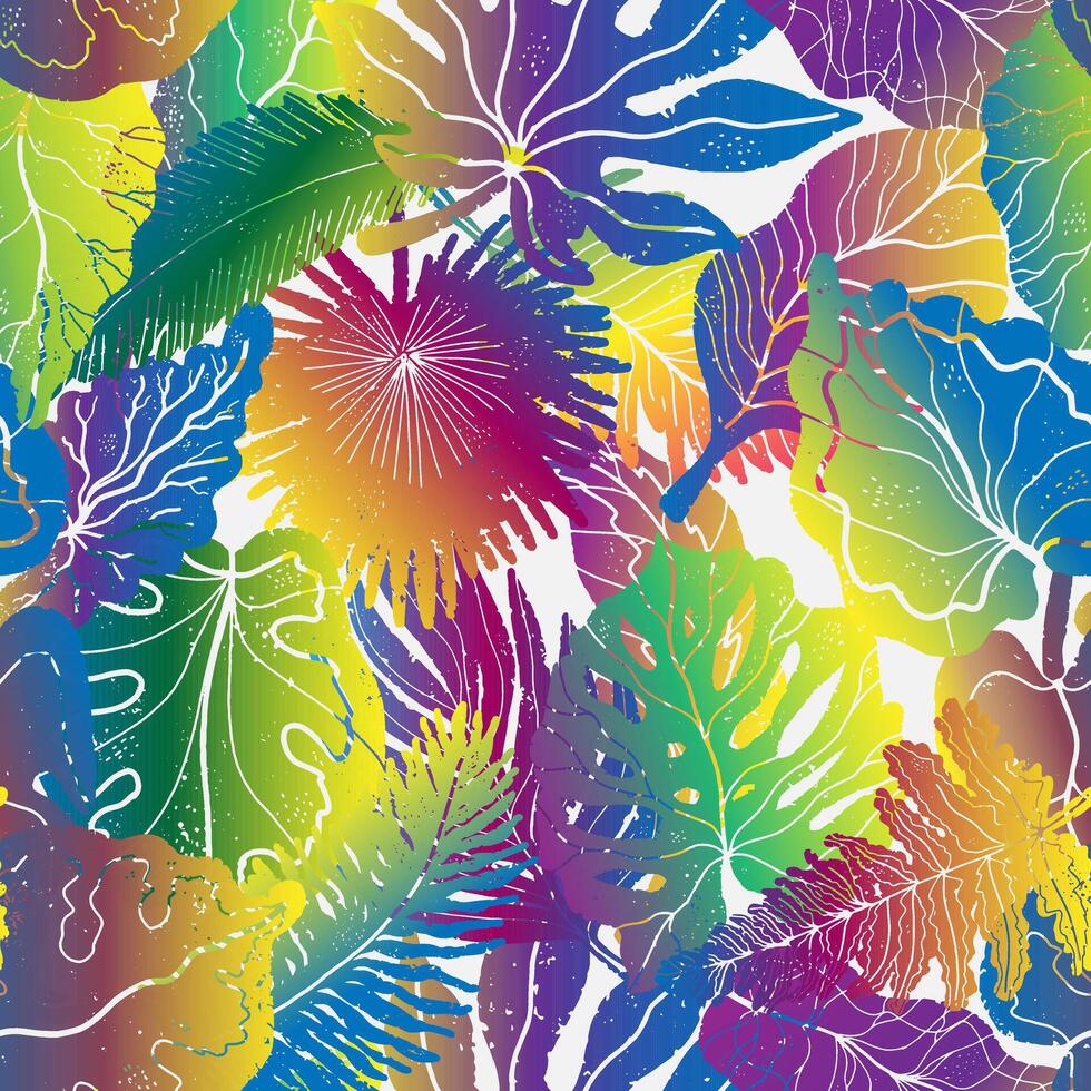 a colorful tropical leaf pattern with a white background vector