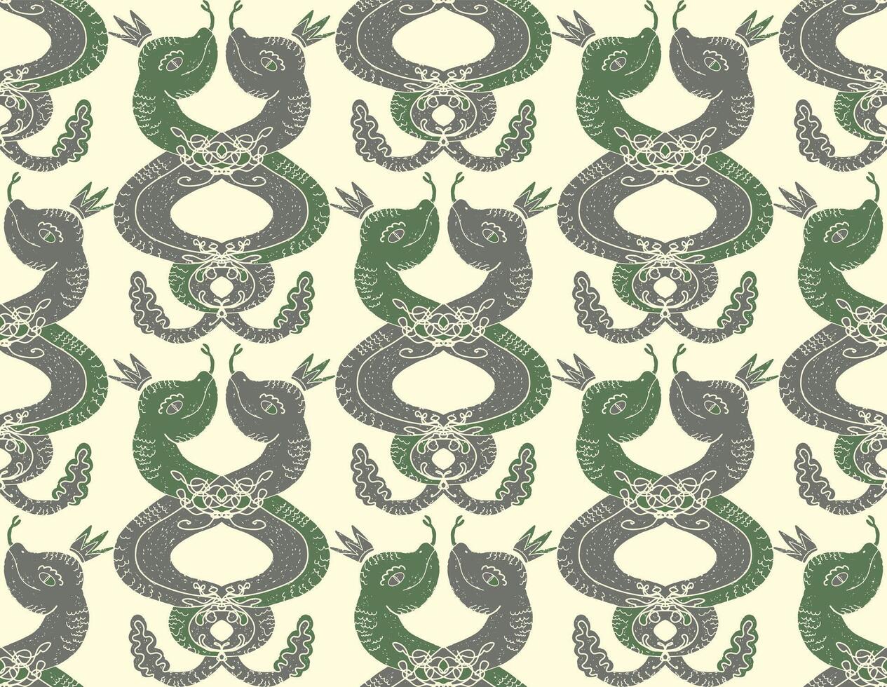 a green and gray pattern with snakes vector
