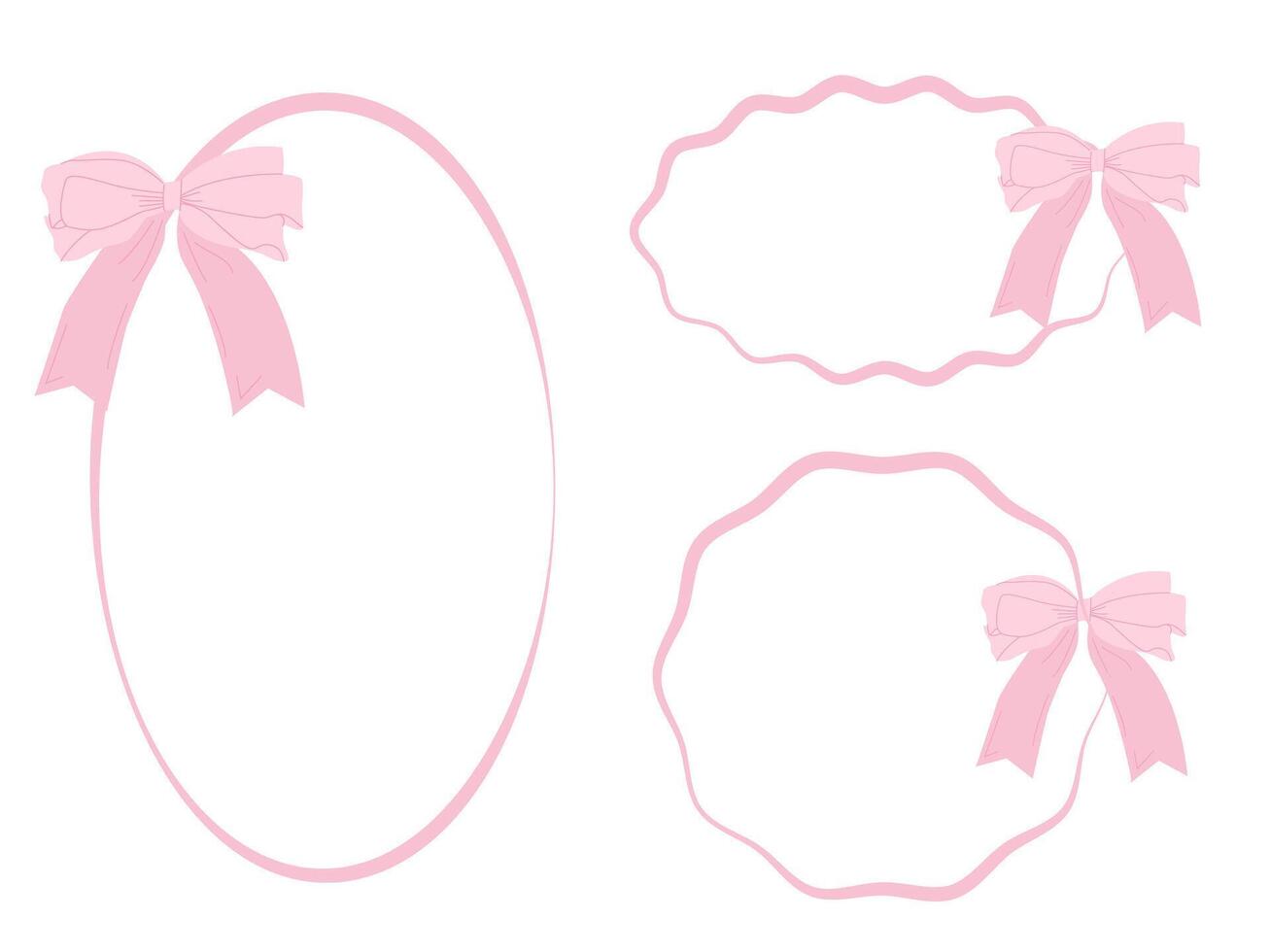 a set of delicate pink frames with a bow for romantic design and holidays vector