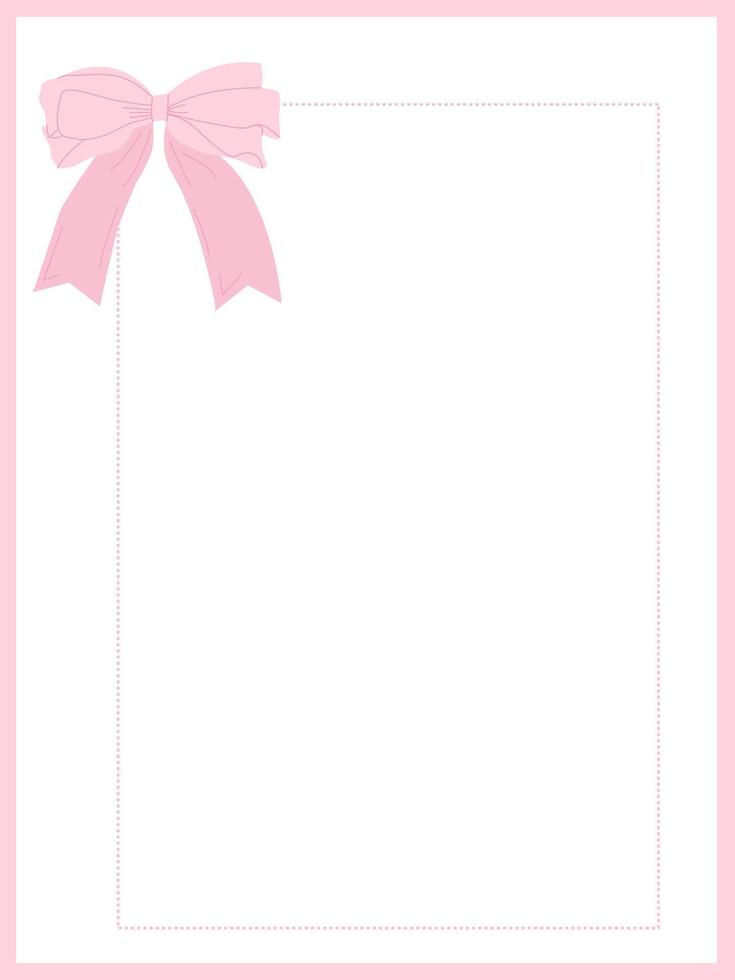 Cute delicate frame with a pink bow for notes or diaryCute delicate frame with a pink bow for notes or diary vector