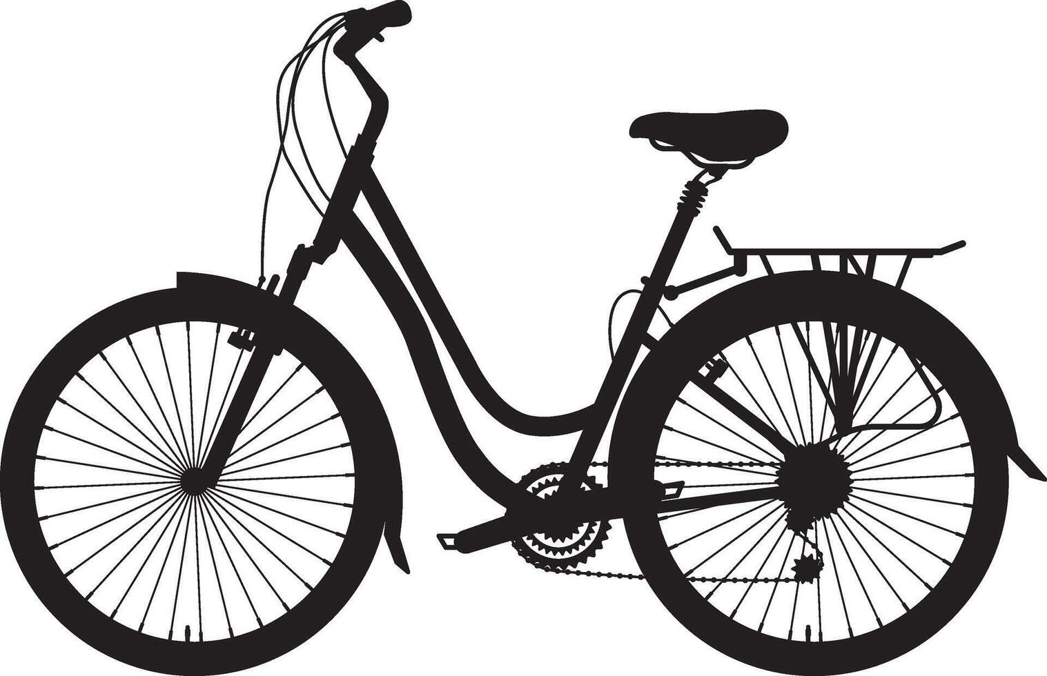 silhouette of bike sideview isolated on white on white background vector