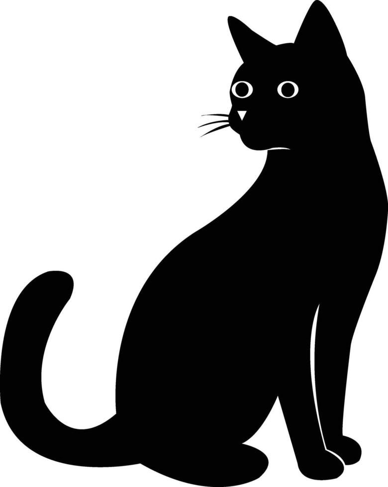Sitting cat shilhouette on white background vector