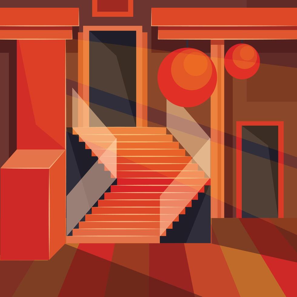 Architecture interior stairs red space lobby vector