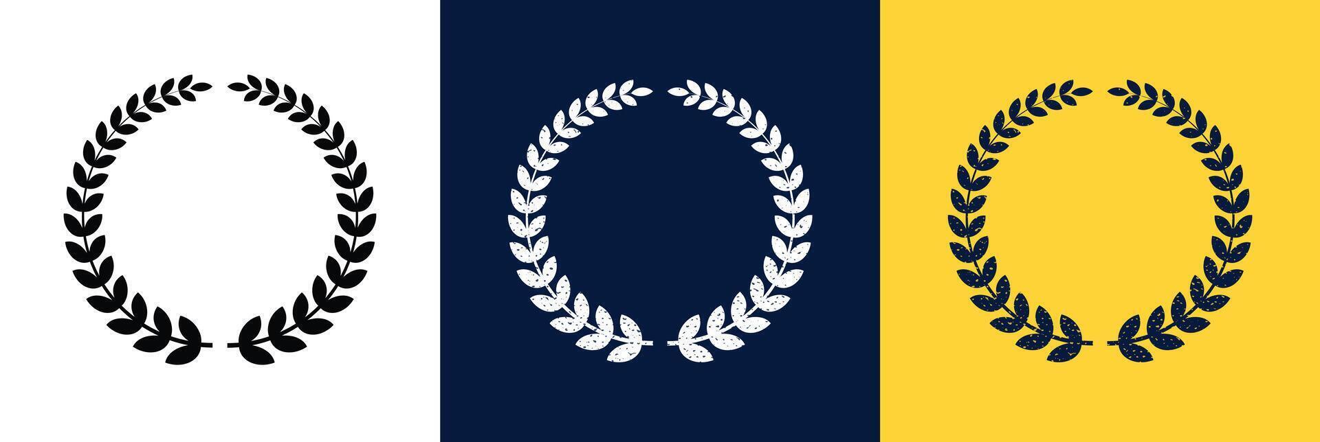 Laurel wreath frame design in three color variations vector
