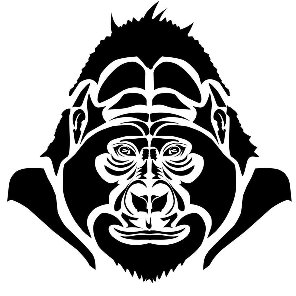 Gorilla Head Black Silhouette vector