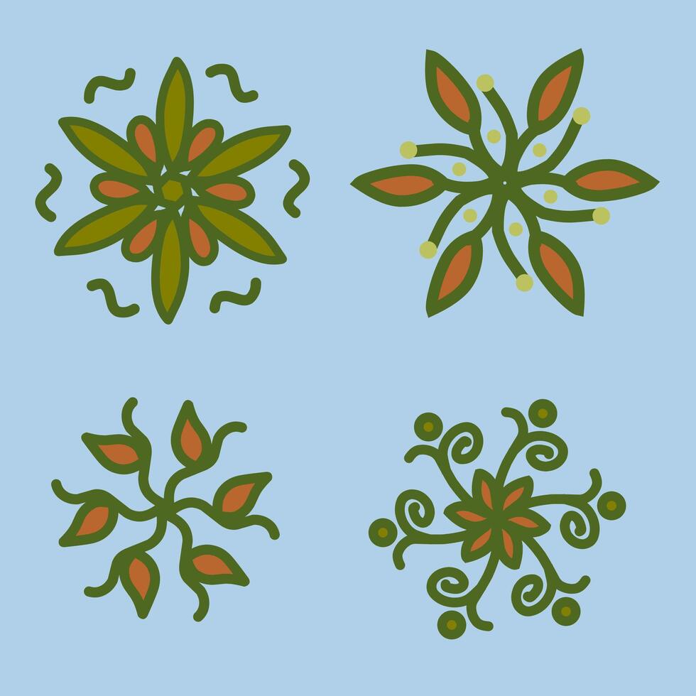 Boho Style Mandala with Hand Drawn Flowers vector